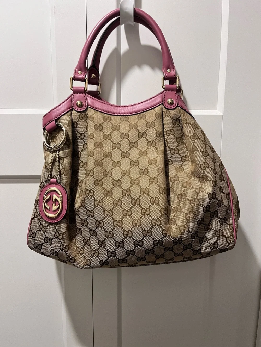 GUCCI SUKEY GG CANVAS/LEATHER TOTE